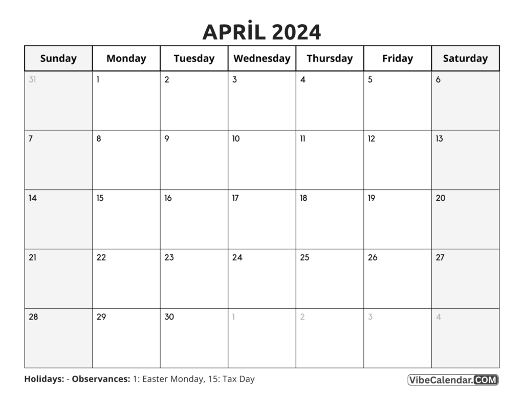 Blank Calendar: Printable Blank Calendar Templates for 2024