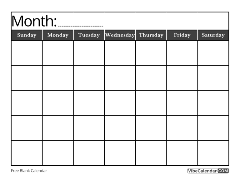 Blank Calendar: Printable Blank Calendar Templates for 2024