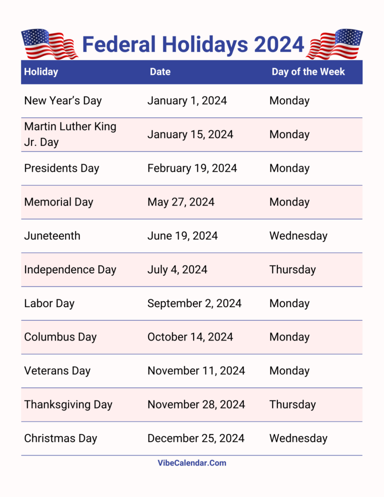 Holidays 2024: Calendar of US Federal and State Holidays