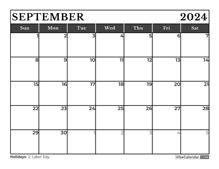 September 2024 Calendar with Holidays: Printable Best Templates